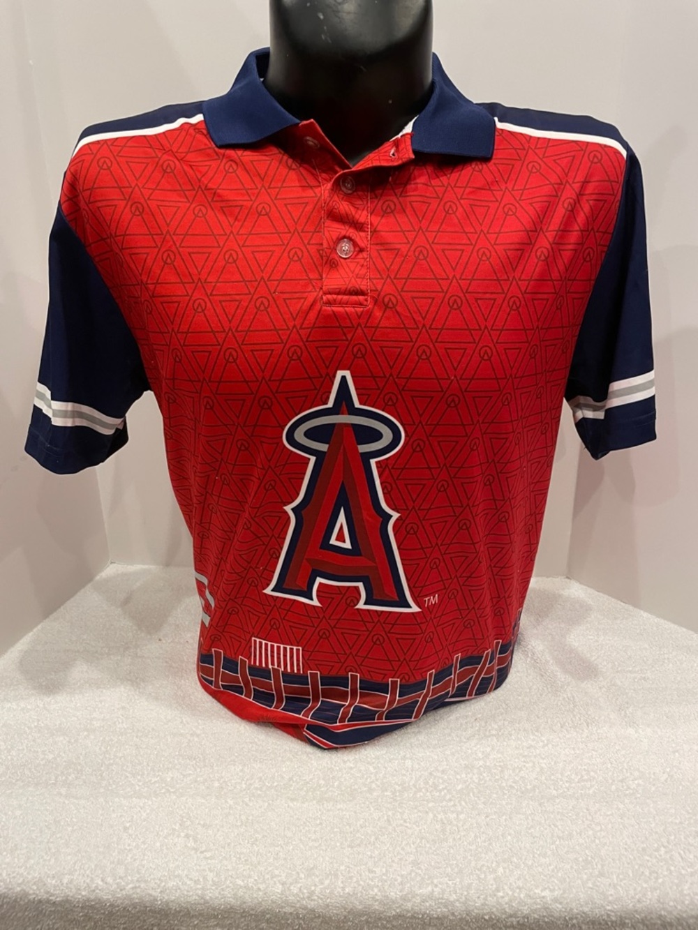 Mens MLB Los Angeles Angels Red & Navy Blue Polo with Team Logo